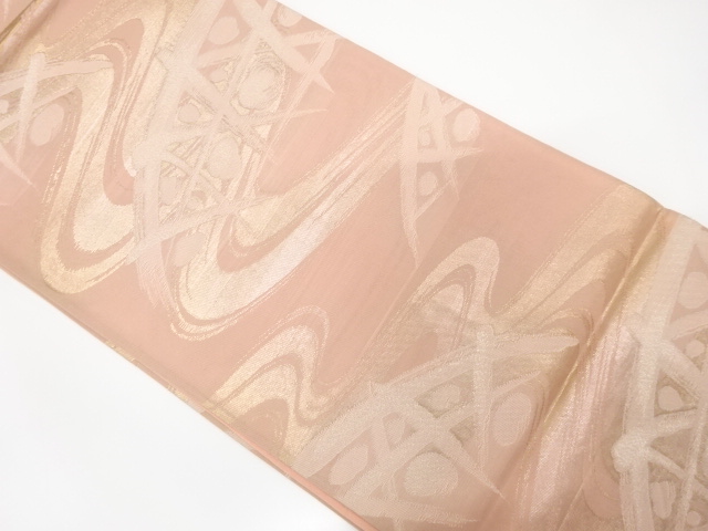 アンティーク　紗　流水に抽象模様織り出し袋帯（材料）